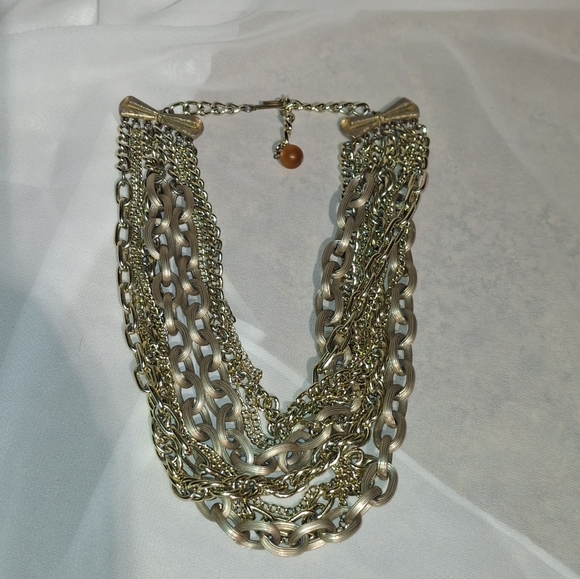 Elegant Vintage Gold and Silver Chain Necklace - Picture 2 of 5